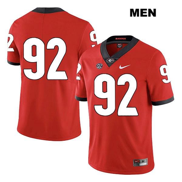 Georgia Bulldogs Men's Justin Young #92 NCAA No Name Legend Authentic Red Nike Stitched College Football Jersey BEN1856EK